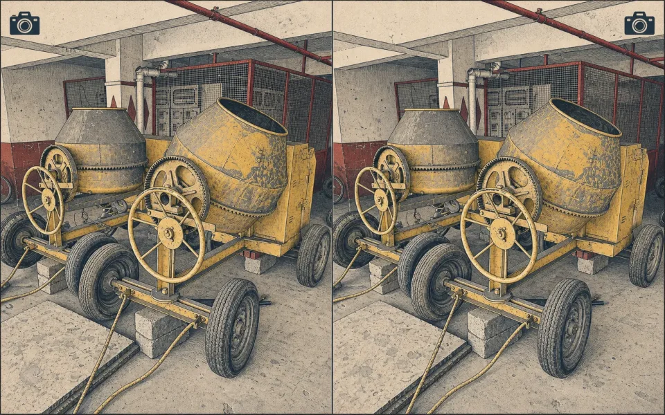Illustrated camera comparison tour with industrial mixers