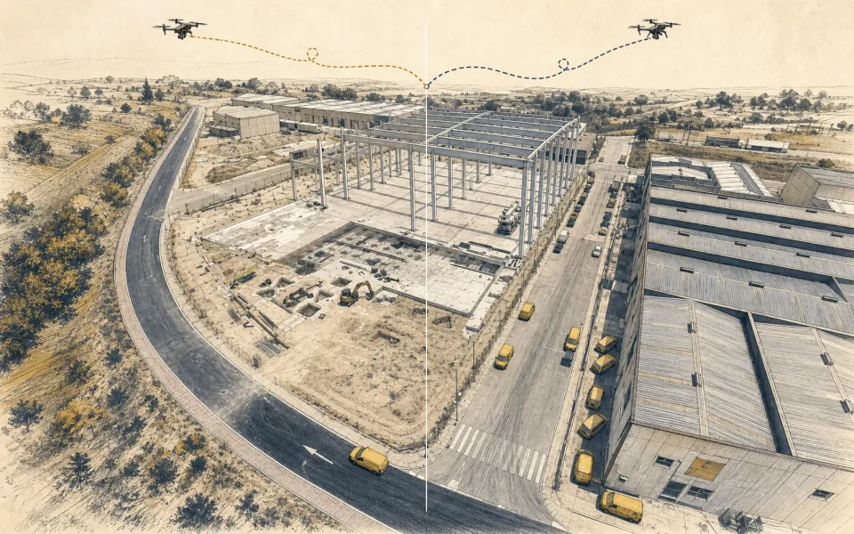 Illustrated industrial construction drone comparison