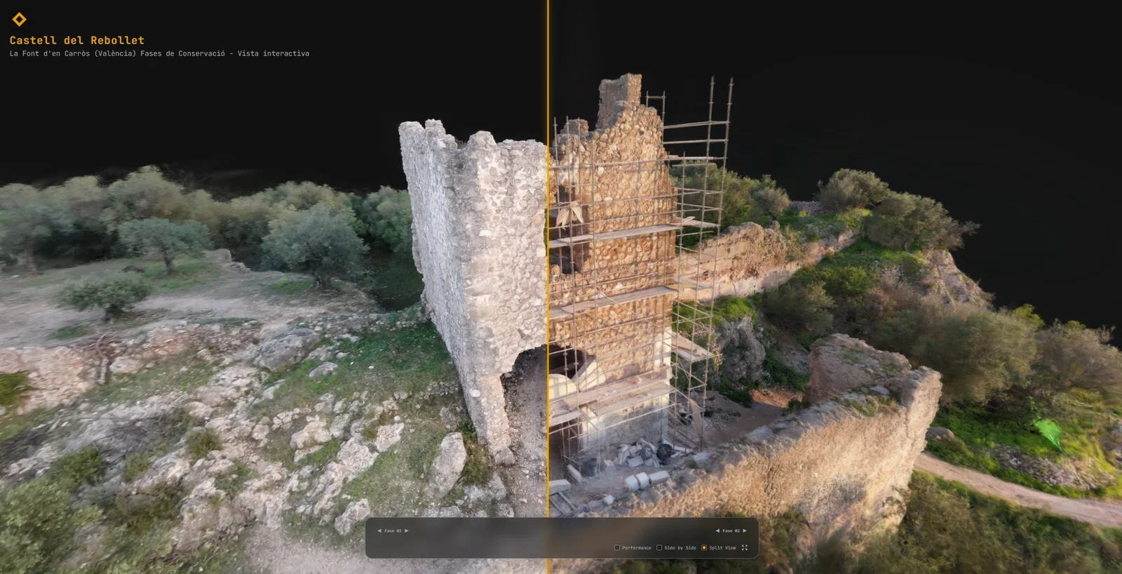 Castell del Rebollet interactive conservation phases tour